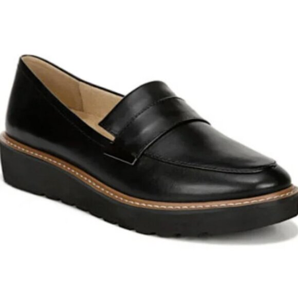 Naturalizer Black Leather Slip-On Comfy Loafers Sz 8M #5L - Picture 1 of 11